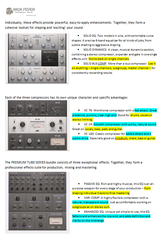 NI Compressor and EQ Help Sheet